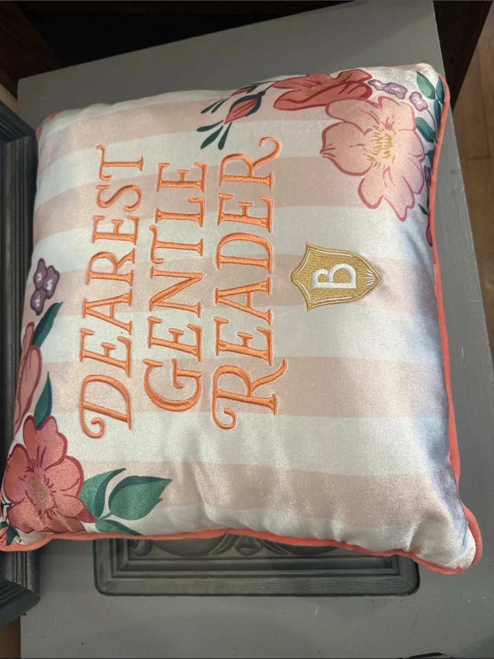 Hallmark Bridgerton Dearest Gentle Reader Decorative Pillow Pink Floral